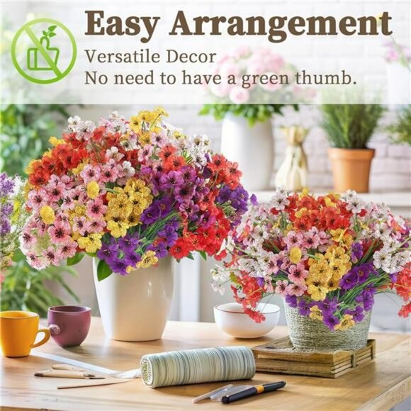 Artificial Flowers Outdoor Indoor UV Resistant Bulk Bundle Garden Porch Decor - Picture 7 of 8